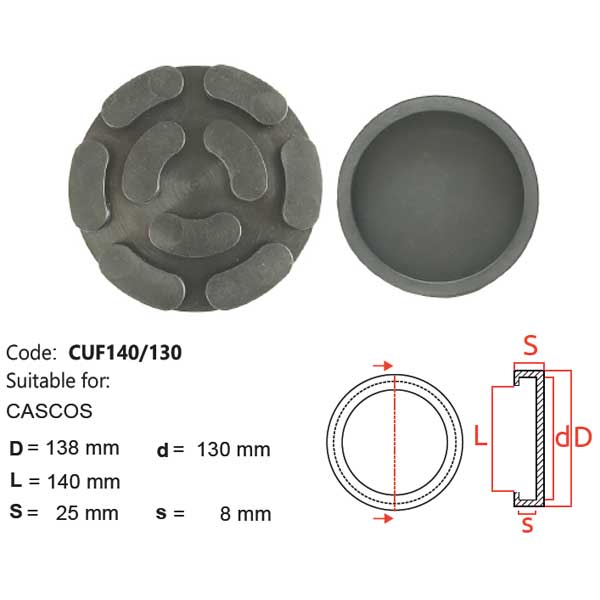 Tampone a cuffia - CUF140/130 - Per sollevatore modello: CASCOS Tampone a cuffia - CUF140/130 - Per sollevatore modello: CASCOS